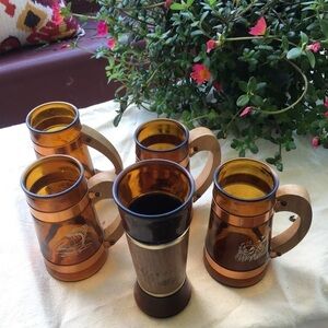 Five Vintage Siesta Ware Bar Mugs Glasses Retro